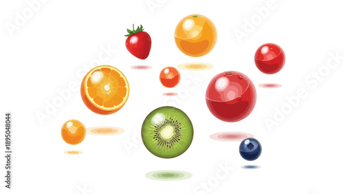 A vibrant assortment of fresh, colorful fruits beautifully arranged against a pristine white backdrop, evoking health, nature, and juicy flavor,
