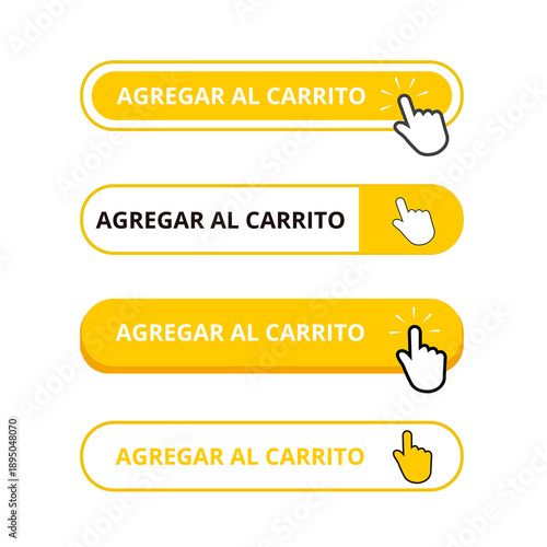 White and yellow agregar al carrito button with a shopping cart on a white background (trad. add to cart)