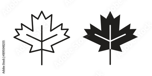Maple leaf icon set. Black icon on white background