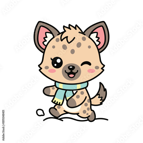 Cute cartoon puppy dog sitting happy smiling face with spots and blue collar isolated on white background