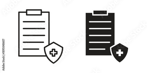 Medical insurance icon set. Black icon on white background