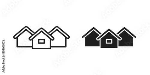 Neighborhood icon set. Black icon on white background