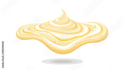 A luscious, smooth, and perfectly swirled dollop of creamy yellow culinary delight, ready to enhance any dish with its rich texture and inviting hue
