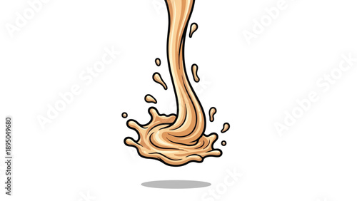 Creamy liquid pour and splash illustration capturing dynamic motion and fluid elegance in a vibrant visual style.