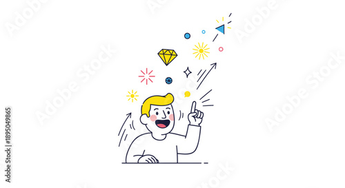 Creative man with heart on shirt and brain lightbulb idea