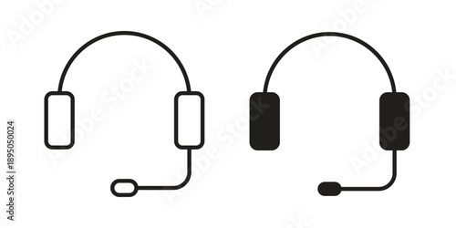 Online support icon set. Black icon on white background
