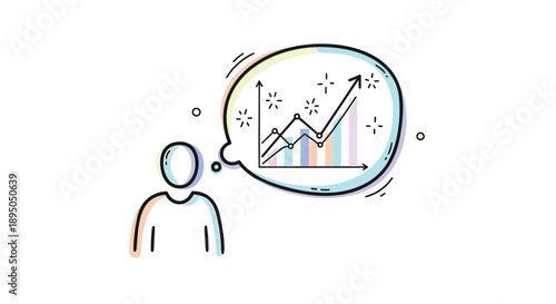 Person thinking about business growth with rising graph and chart