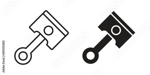 Piston icon set. Black icon on white background