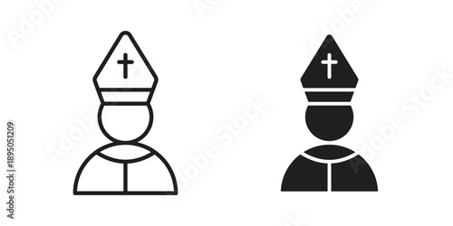 Pope icon set. Black icon on white background