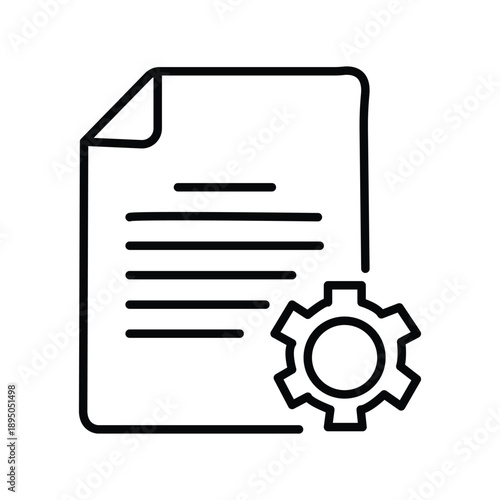 An icon for document processing and configuration vital for organized data management and workflow efficiency with clean