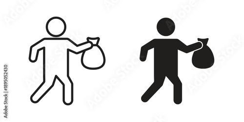 Robbery icon set. Black icon on white background