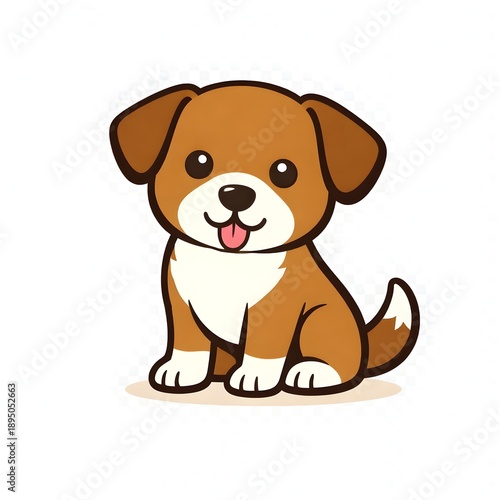 Cute puppy vector illustration, flat style, transparent background