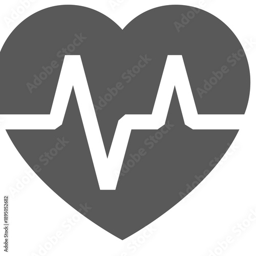 A heart icon with an ECG heartbeat line in flat vector style, symbolizing health, medical care, heartbeat monitoring, life, and wellness in a modern minimalist design.