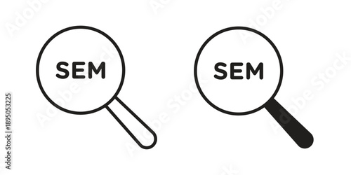 SEM icon set. Black icon on white background
