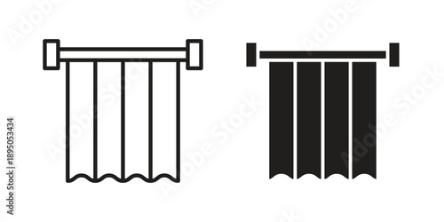 Shower curtain icon set. Black icon on white background