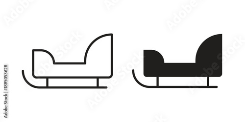 Sled icon set. Black icon on white background