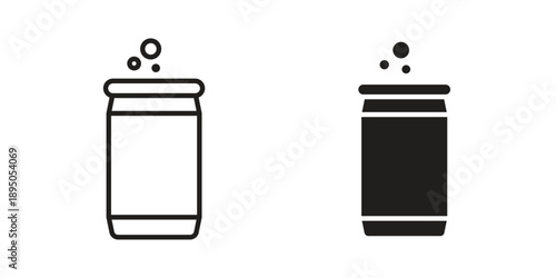 Soda can icon set. Black icon on white background