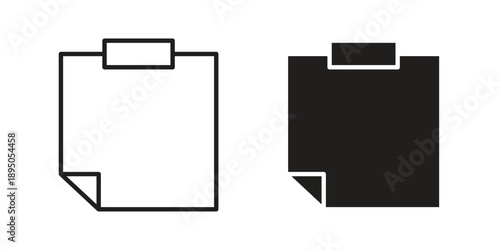 Sticky notes icon set. Black icon on white background
