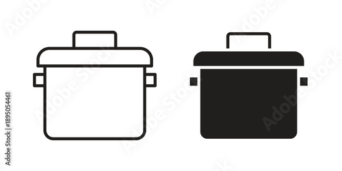 Stew pot icon set. Black icon on white background