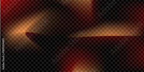 Red orange light leak film overlay effect on transparent checkered background for vintage photo design and creative digital compositing