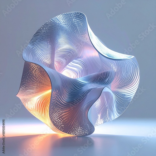 Abstract 3D Rendered Organic Form with Glowing Light.