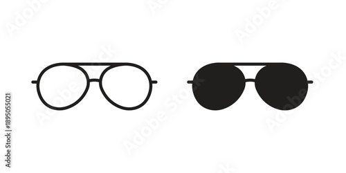 Sun glasses icon set. Black icon on white background