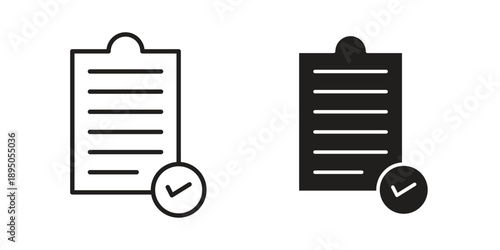 Summary icon set. Black icon on white background