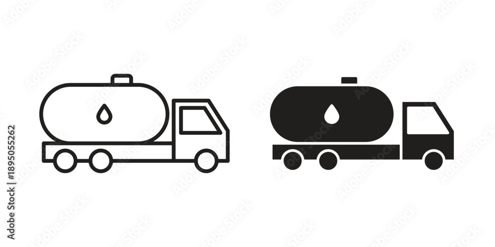 Fototapeta premium Tank truck icon set. Black icon on white background