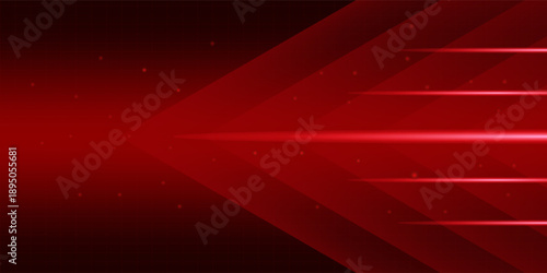 Technology red arrow glowing on dark red background. Hi speed  communication concept. Vector illustration