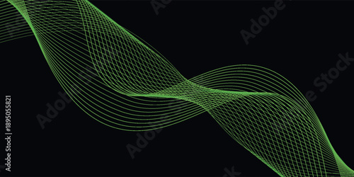 Dark Background with Smooth Green Curve Line Pattern for Futuristic, Elegant, and Tech-Inspired Design
