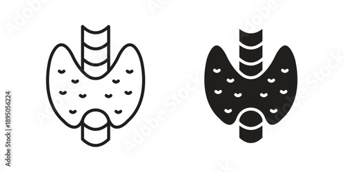 Thyroid gland icon set. Black icon on white background