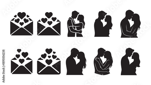 Love couple black silhouette illustration eps 10