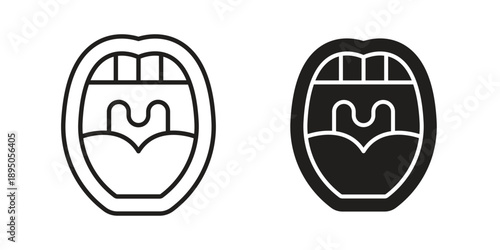 Tonsil icon set. Black icon on white background