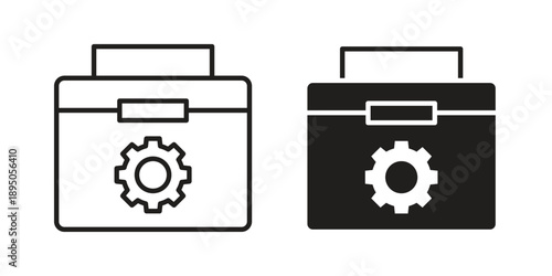Toolbox icon set. Black icon on white background