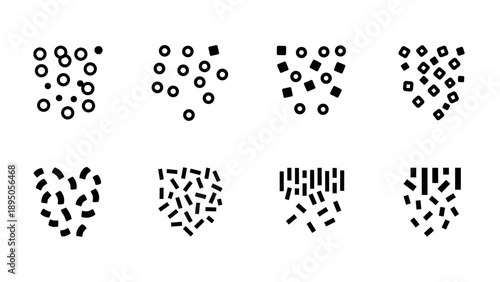 Abstract geometric patterns with circular and square shapes in minimalist style