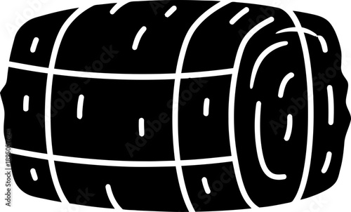 Hay bale or roll of dry agriculture farming feed. Minimalist simple farm barn harvest autumn plant food icon vector illustration