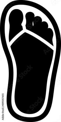 Human footprint icon in black silhouette. Abstract bare foot shape symbol or sign concept. Vector graphic design element for button