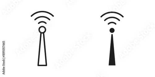 Transmitter icon set. Black icon on white background