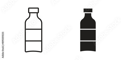 Water bottle icon set. Black icon on white background
