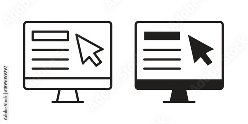 Web portal icon set. Black icon on white background