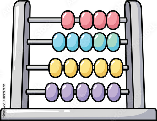 Cute cartoon abacus illustration for math education and counting, colorful learning toy for children, preschool classroom, early education, and numeracy concepts