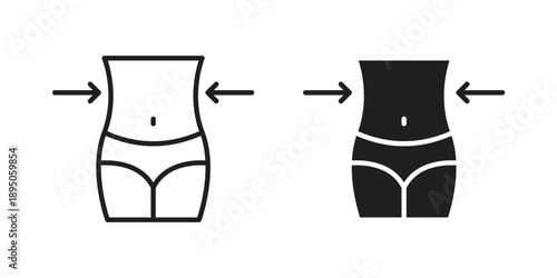 Women waist icon set. Black icon on white background