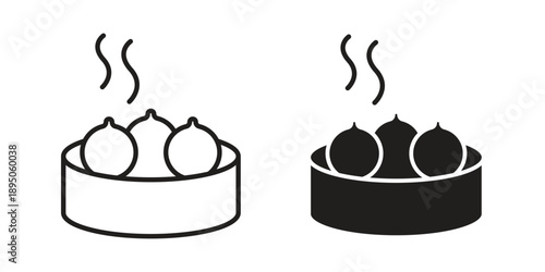 Xiao long bao icon set. Black icon on white background