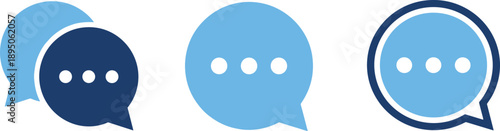 Flat vector illustration of chat message speech bubbles with dots, communication icons, digital messaging design, social media conversation concept