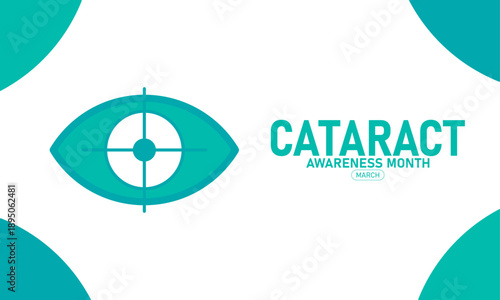 Cataract Awareness Month Vector Eye Lens Surgery Vision Health Ribbon Prevention June Banner Design Infographic Stock Graphic Template Illustration