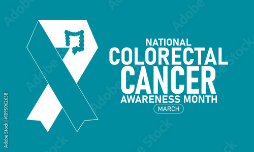 National Colorectal Cancer Awareness Month Vector Colon Ribbon Screening Prevention Health Blue Gold March Banner Design Infographic Stock Graphic Template