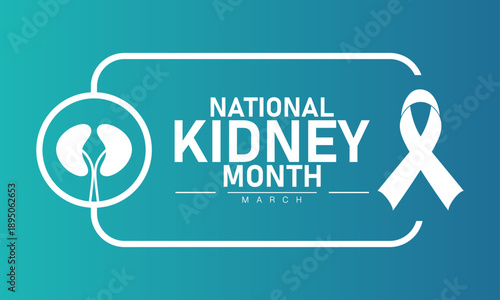 National Kidney Month Vector Kidney Bean Health Ribbon Dialysis Transplant Awareness March Banner Design Infographic Stock Graphic Template Illustration