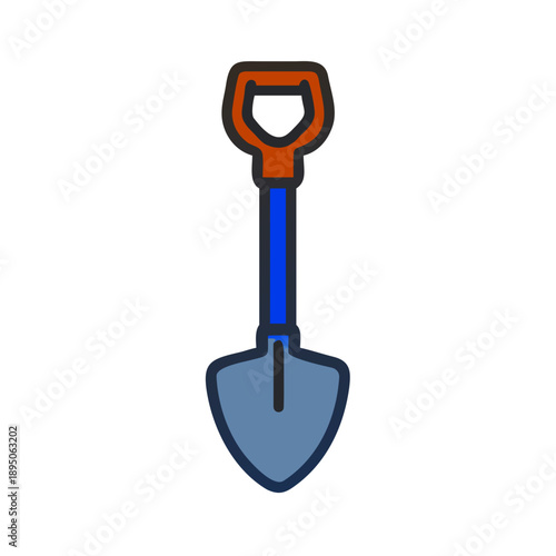 Colorful illustration of a garden shovel, ideal for gardening and landscaping themes.
