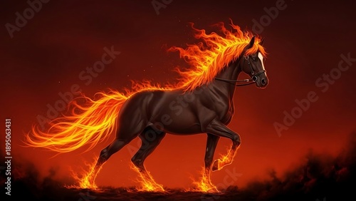 Wallpaper Mural Mythical horse on fire running free. Torontodigital.ca