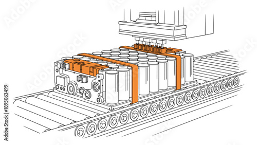 Automated assembly line for battery packs using linear industrial robotics